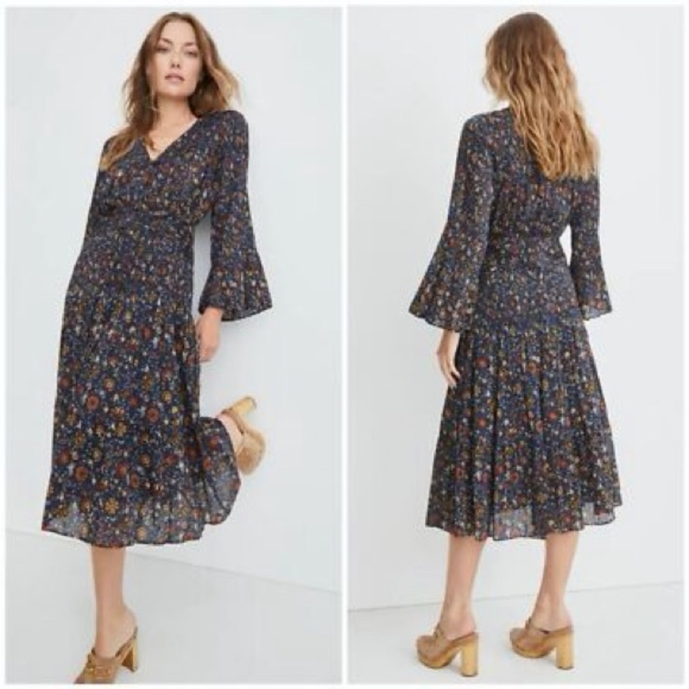 Veronica Beard Blue Shireen Vine-floral Dress Sz 6